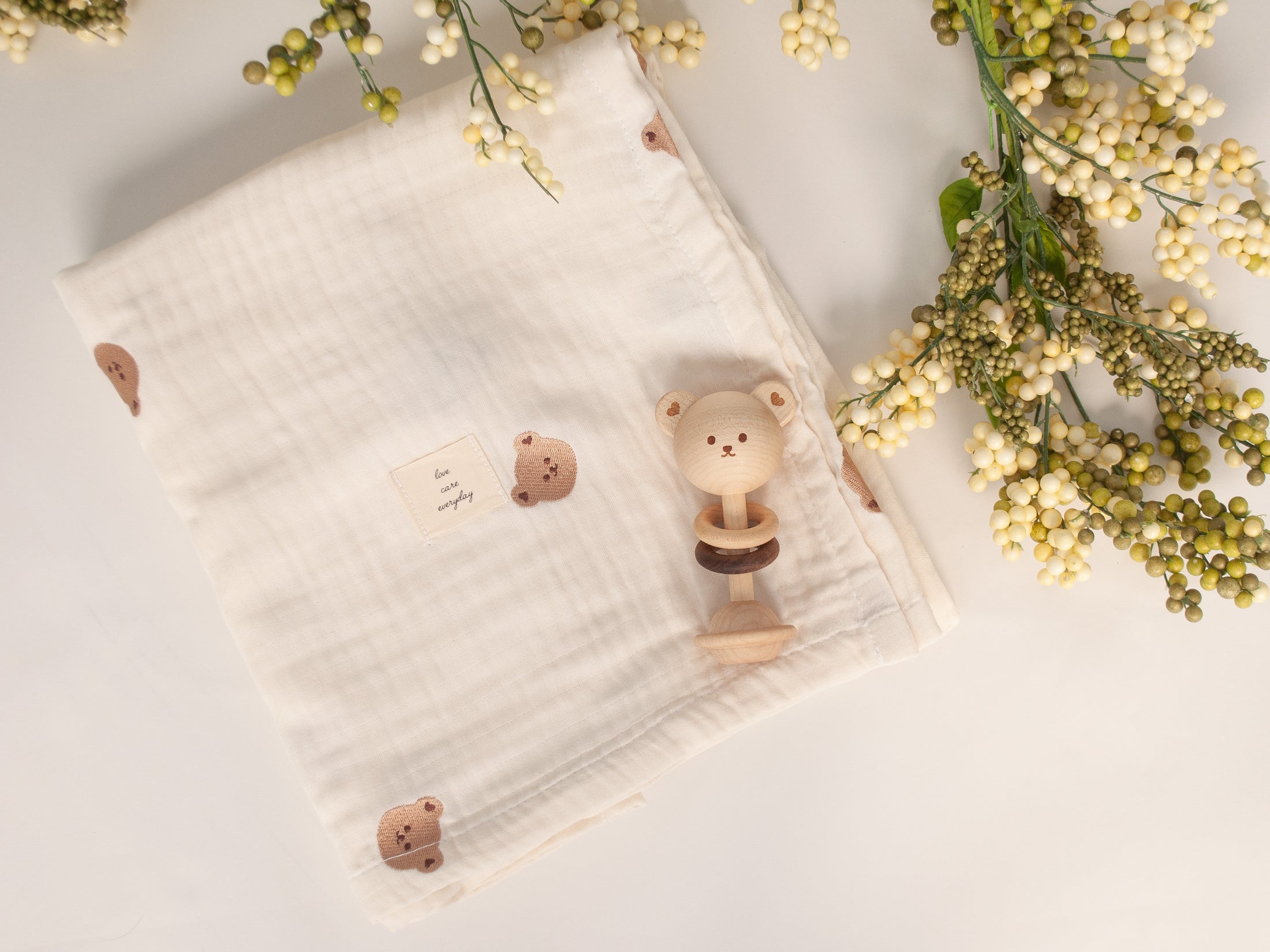Christmas Gift | Set C- Gauze Blanket & Bear Rattle