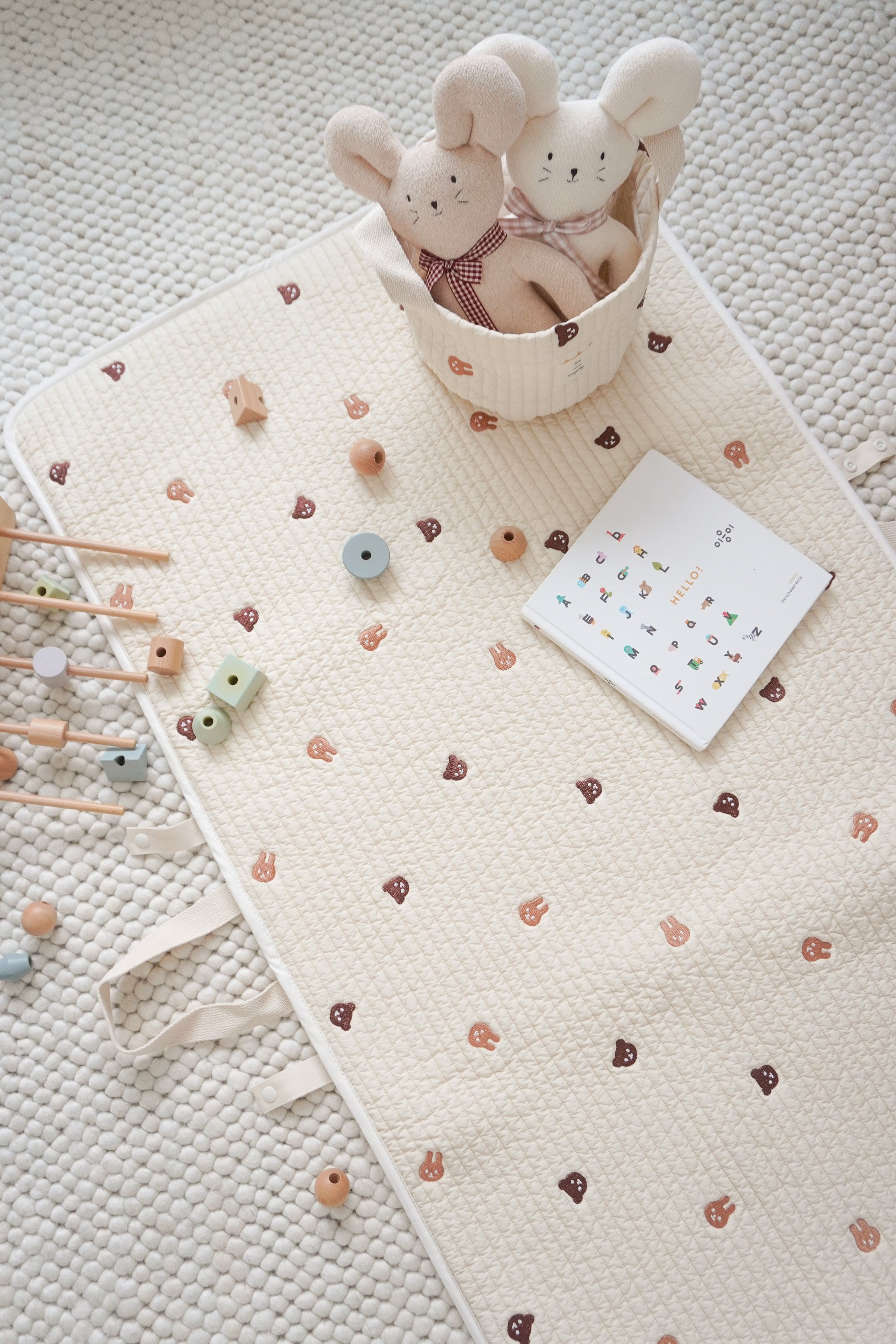 Quilted baby mat| Bunny Bear