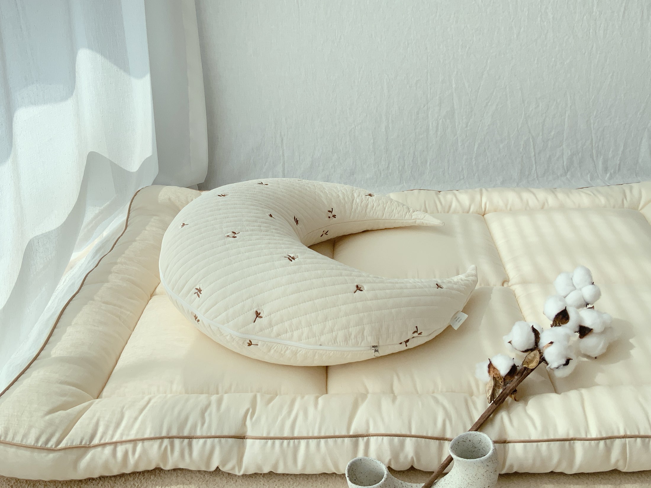 Hypoallergenic Moon Pillow |  Cotton Flower