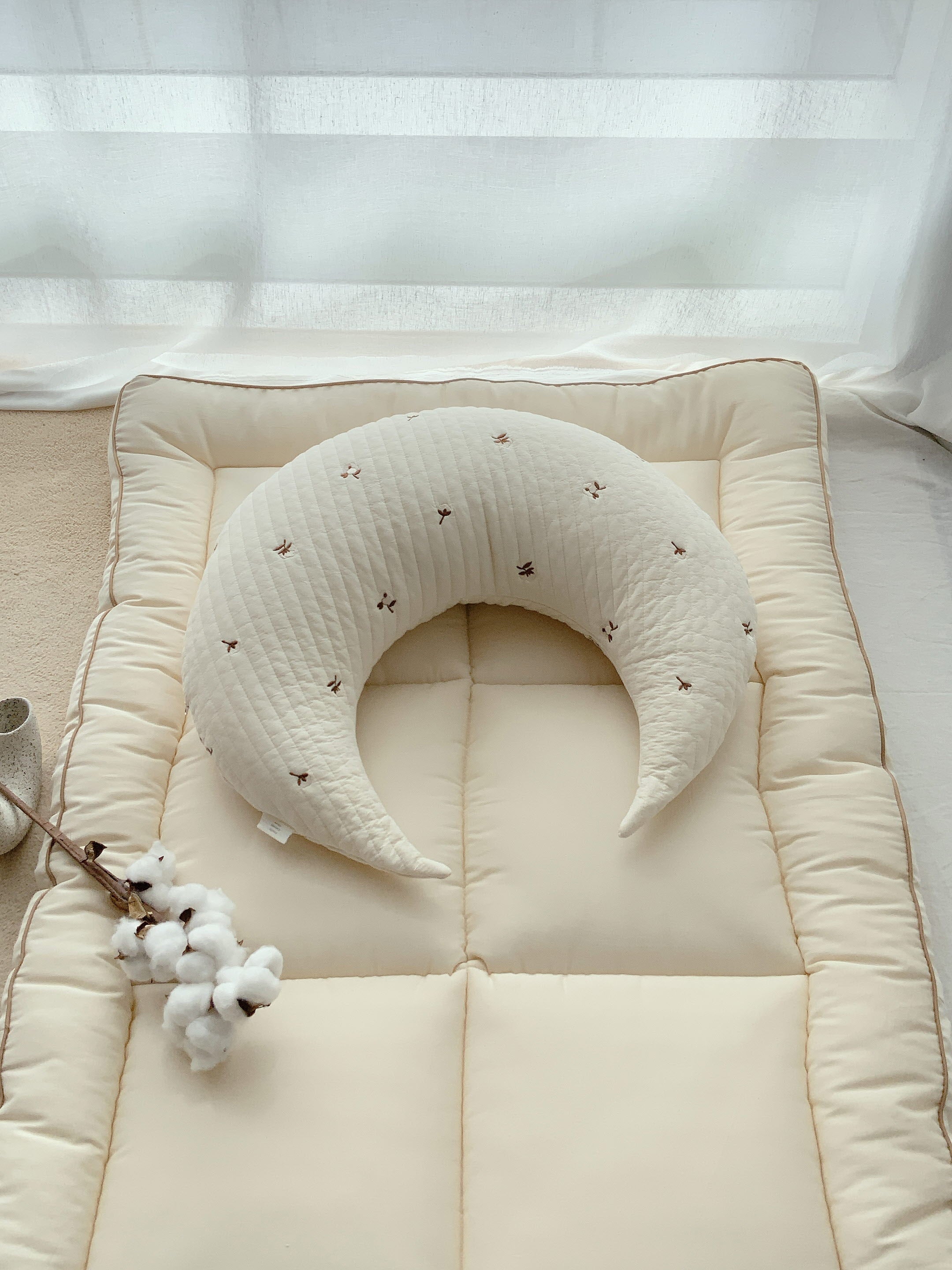 Hypoallergenic Moon Pillow |  Cotton Flower
